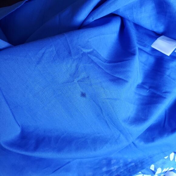 Anne Klein Cotton Tie Waist Fit & Flare Printed Sleeveless Dress Blue White 10P - Picture 13 of 14